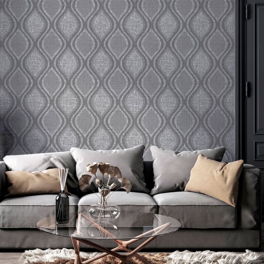 295100 - Arthouse - Arthouse Curve Charcoal Wallpaper - Decor Warehouse