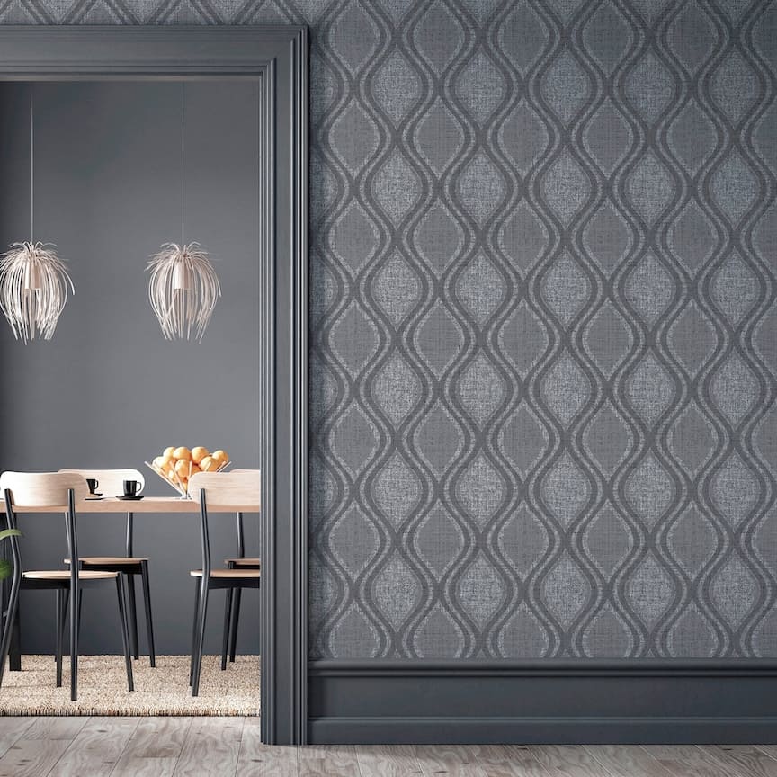 295100 - Arthouse - Arthouse Curve Charcoal Wallpaper - Decor Warehouse