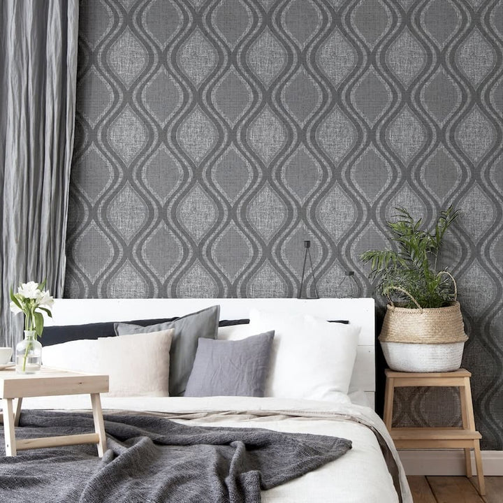 295100 - Arthouse - Arthouse Curve Charcoal Wallpaper - Decor Warehouse