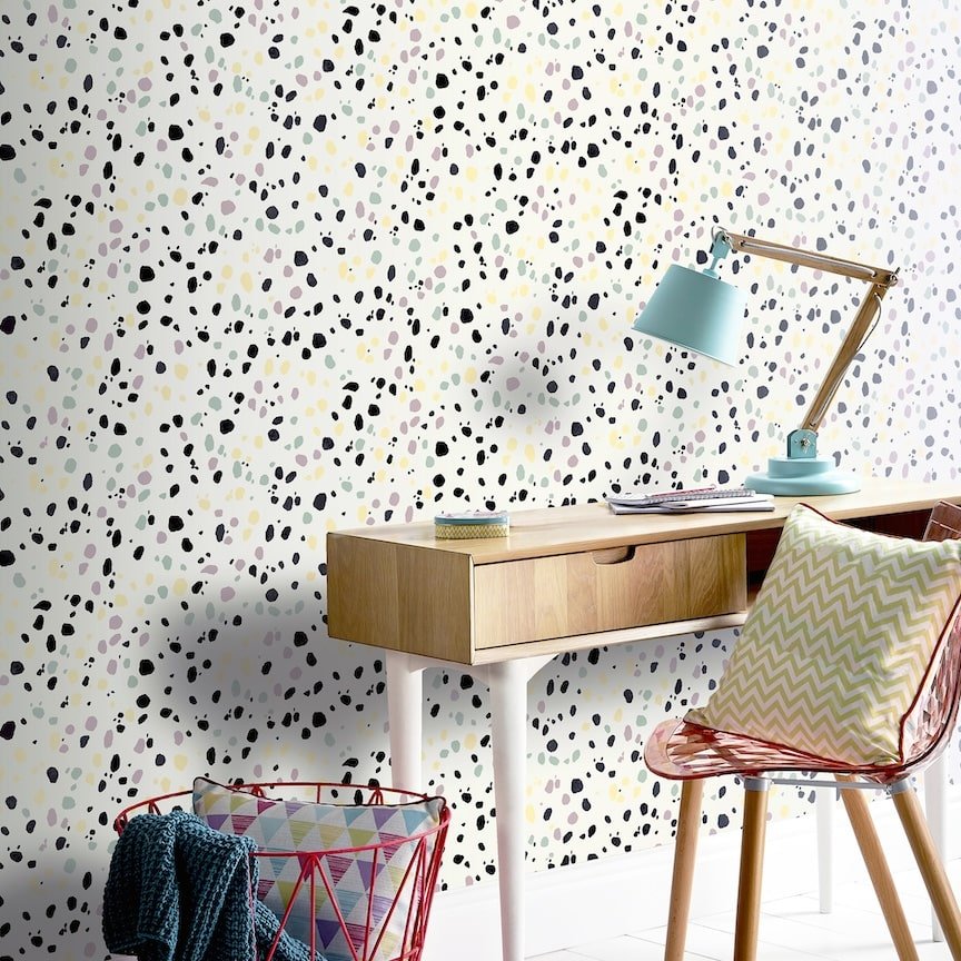 909708 - Arthouse - Arthouse Dalmatian Pastel Multi Wallpaper - Decor Warehouse