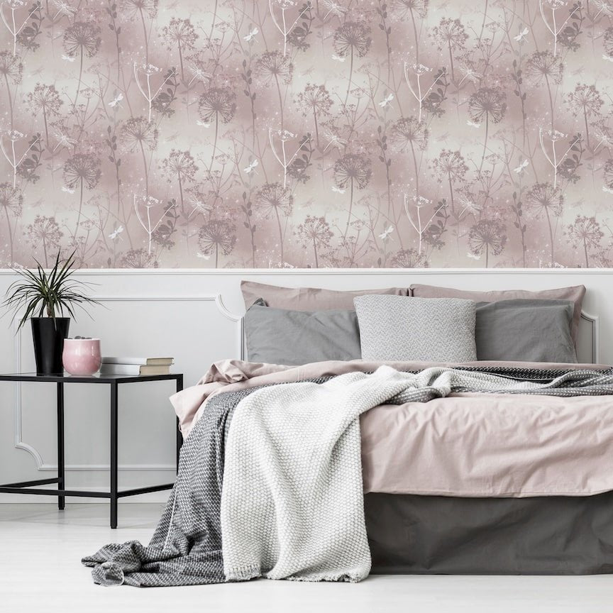 692305 - Arthouse - Arthouse Damselfly Blush Wallpaper - Decor Warehouse