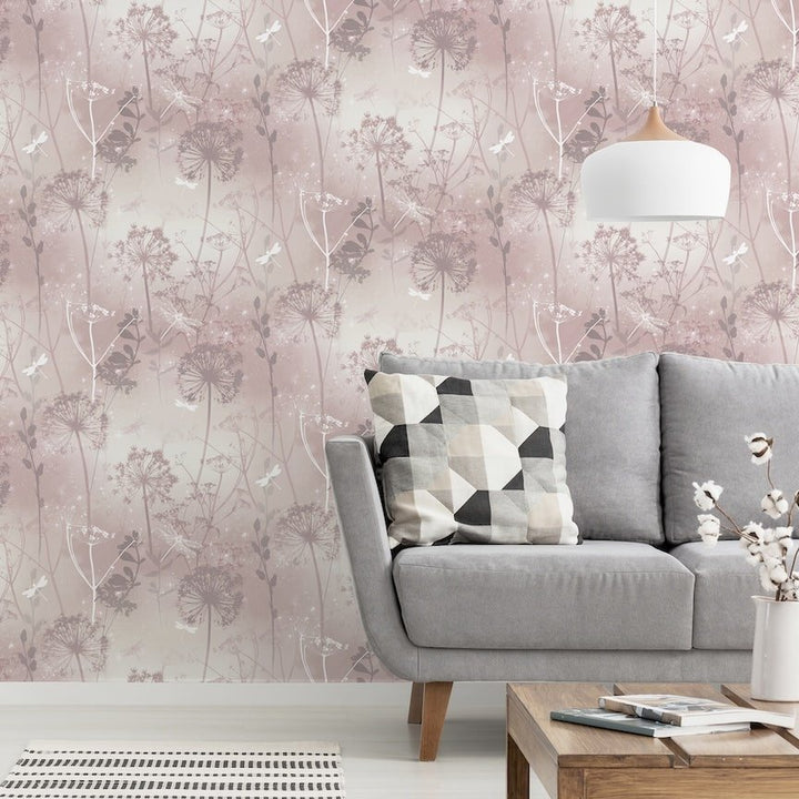 692305 - Arthouse - Arthouse Damselfly Blush Wallpaper - Decor Warehouse