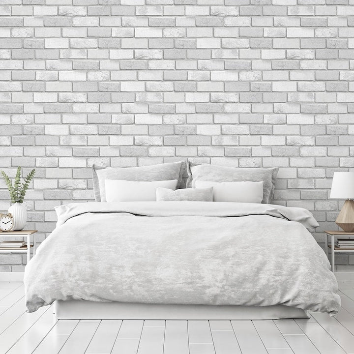 669401 - Arthouse - Arthouse Diamond Brick Silver Wallpaper - Decor Warehouse