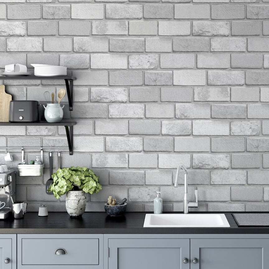 669401 - Arthouse - Arthouse Diamond Brick Silver Wallpaper - Decor Warehouse