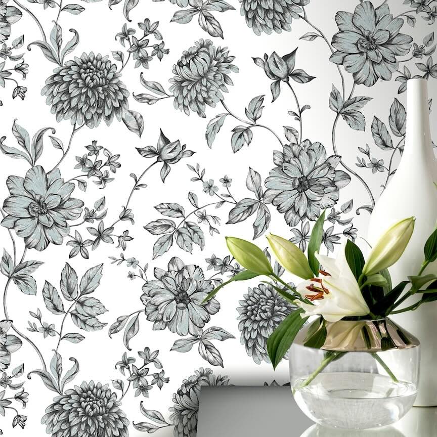 692507 - Arthouse - Arthouse Fleur Mono Wallpaper - Decor Warehouse