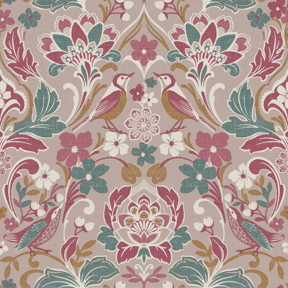 100199AH - Arthouse - Arthouse Folk Floral Pink Wallpaper - Decor Warehouse