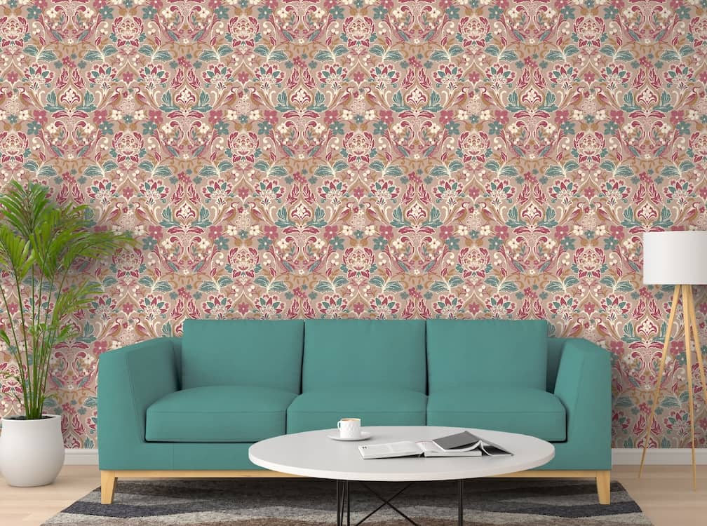 100199AH - Arthouse - Arthouse Folk Floral Pink Wallpaper - Decor Warehouse