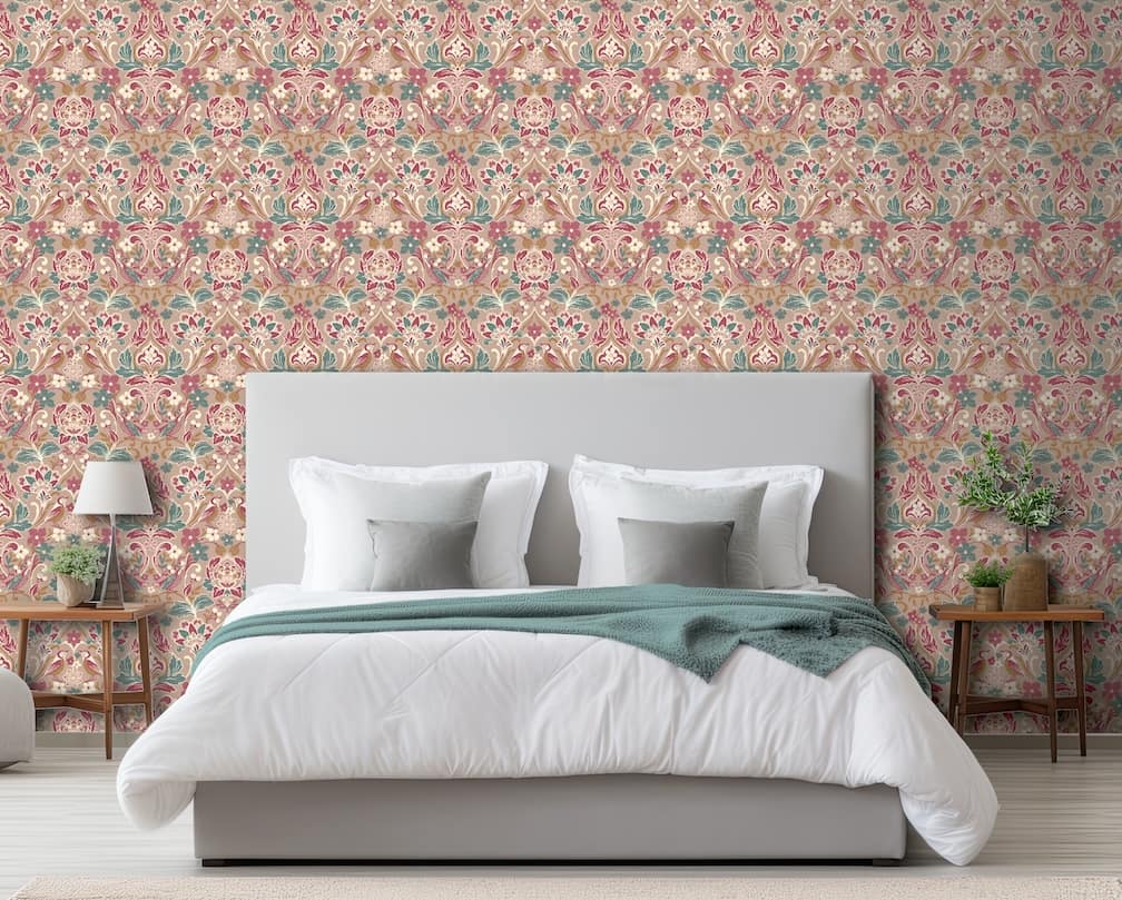 100199AH - Arthouse - Arthouse Folk Floral Pink Wallpaper - Decor Warehouse