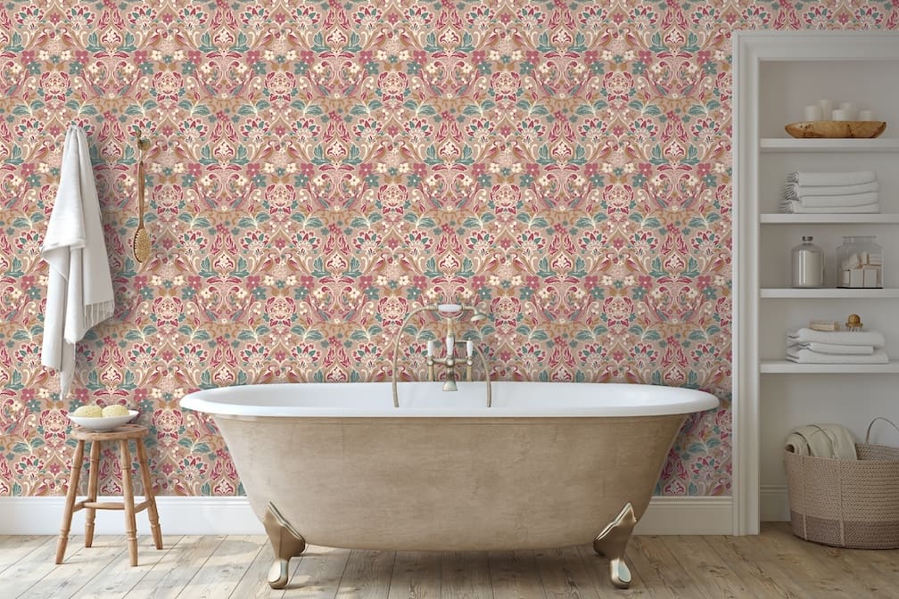 100199AH - Arthouse - Arthouse Folk Floral Pink Wallpaper - Decor Warehouse