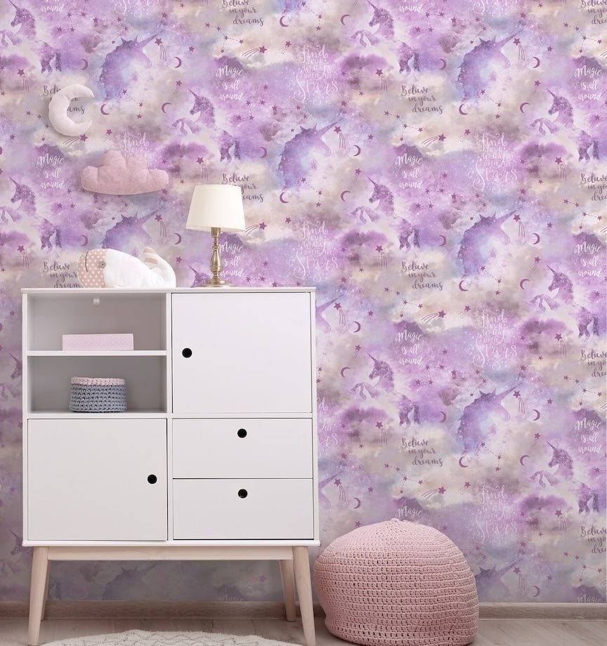 292901 - Arthouse - Arthouse Galaxy Unicorn Blush Multi Wallpaper - Decor Warehouse