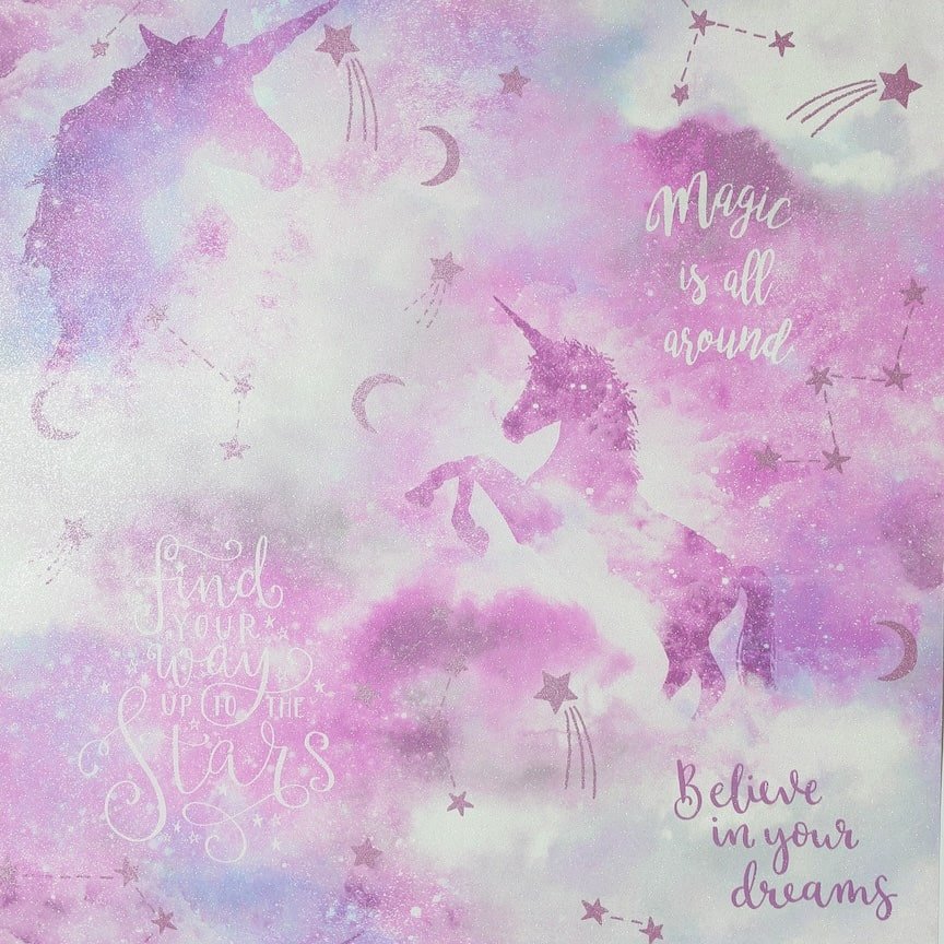 292901 - Arthouse - Arthouse Galaxy Unicorn Blush Multi Wallpaper - Decor Warehouse