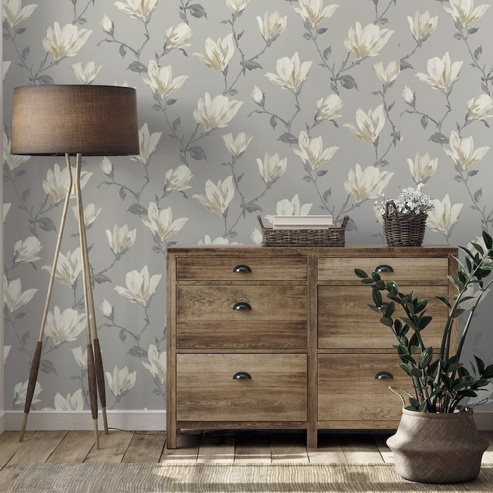 925005 - Arthouse - Arthouse Lily Natural Floral Wallpaper - Decor Warehouse