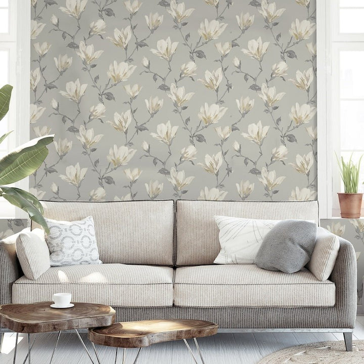 925005 - Arthouse - Arthouse Lily Natural Floral Wallpaper - Decor Warehouse