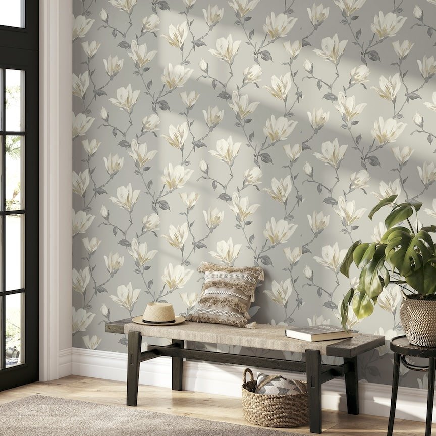 925005 - Arthouse - Arthouse Lily Natural Floral Wallpaper - Decor Warehouse