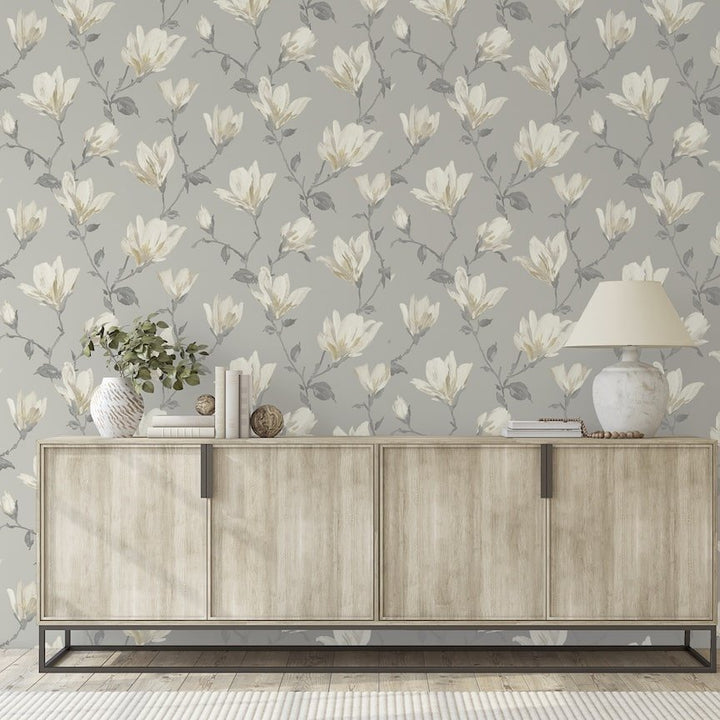 925005 - Arthouse - Arthouse Lily Natural Floral Wallpaper - Decor Warehouse