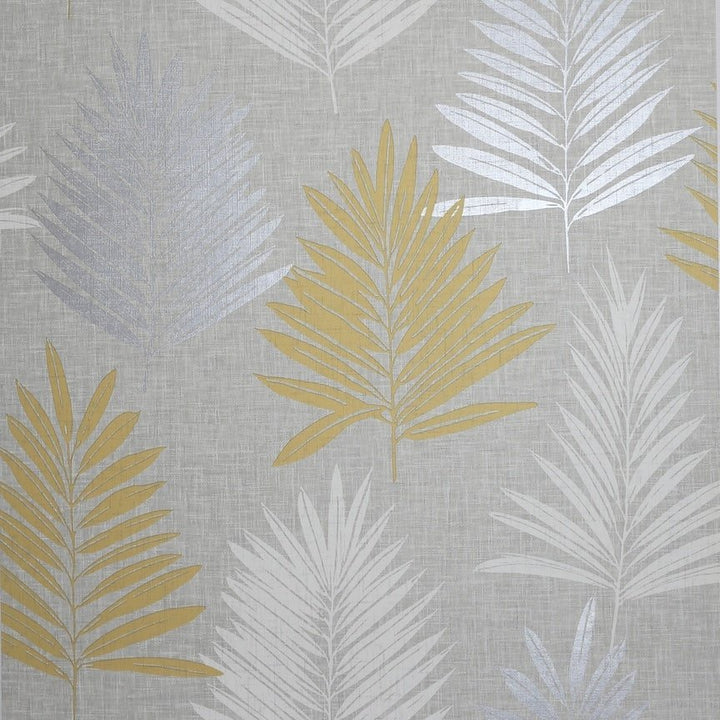 697800 - Arthouse - Arthouse Linen Palm Ochre/Grey Wallpaper - Decor Warehouse