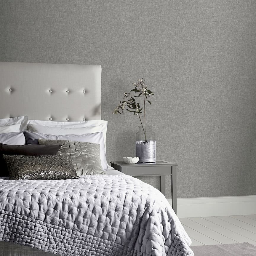 676007 - Arthouse - Arthouse Linen Texture Mid Grey Wallpaper - Decor Warehouse