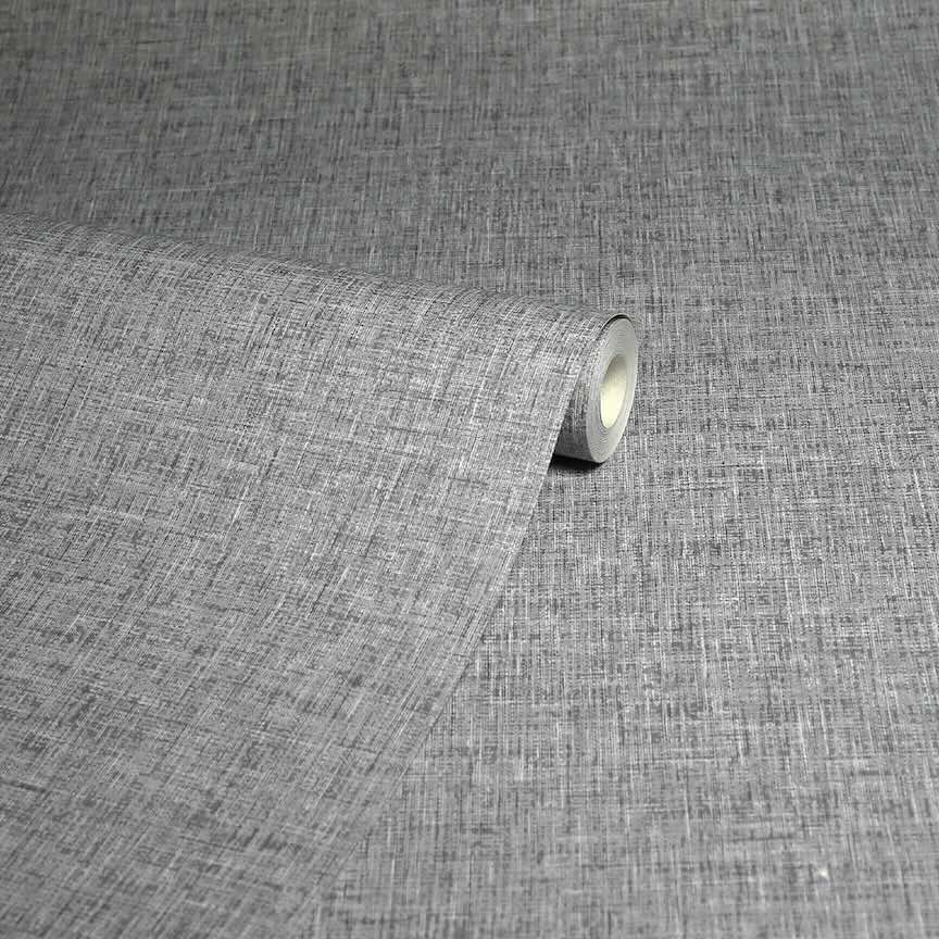 676007 - Arthouse - Arthouse Linen Texture Mid Grey Wallpaper - Decor Warehouse