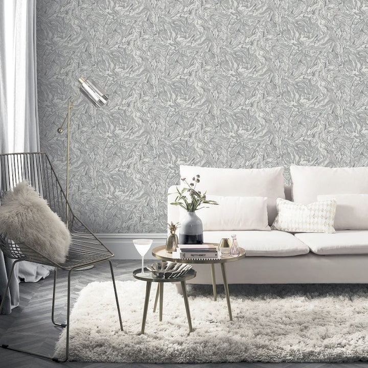 693901 - Arthouse - Arthouse Liquid Marble Grey Wallpaper - Decor Warehouse