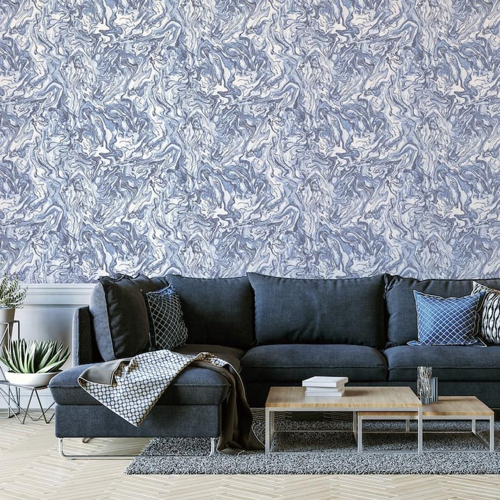 693902 - Arthouse - Arthouse Liquid Marble Navy Wallpaper - Decor Warehouse