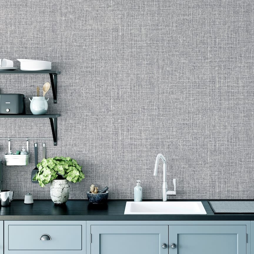 295400 - Arthouse - Arthouse Luxe Hessian Mid Grey Wallpaper - Decor Warehouse