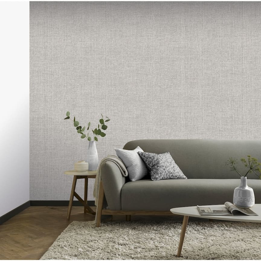 295400 - Arthouse - Arthouse Luxe Hessian Mid Grey Wallpaper - Decor Warehouse