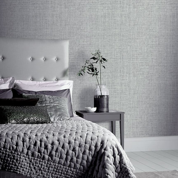 295400 - Arthouse - Arthouse Luxe Hessian Mid Grey Wallpaper - Decor Warehouse