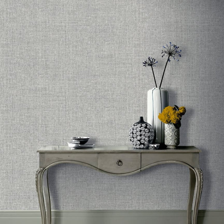 295400 - Arthouse - Arthouse Luxe Hessian Mid Grey Wallpaper - Decor Warehouse