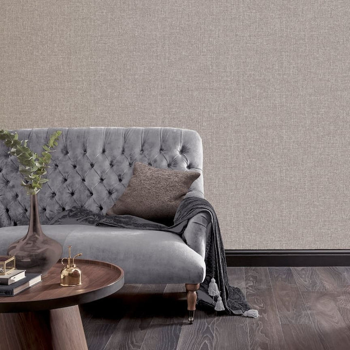 295401 - Arthouse - Arthouse Luxe Hessian Mink Wallpaper - Decor Warehouse