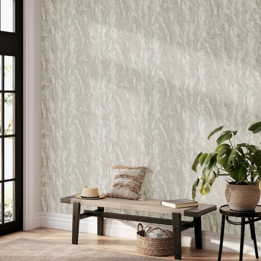 299101 - Arthouse - Arthouse Luxe Texture Soft Silver Wallpaper - Decor Warehouse