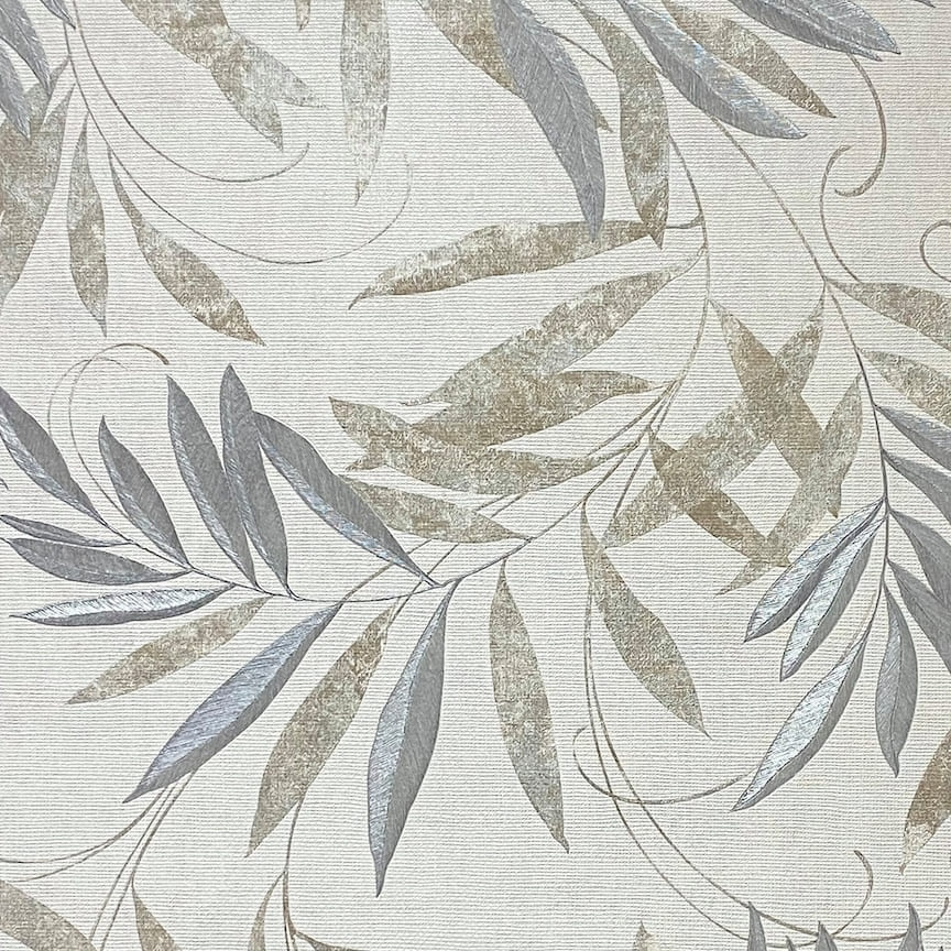 299300 - Arthouse - Arthouse Luxury Leaf Natural Grey Wallpaper - Decor Warehouse