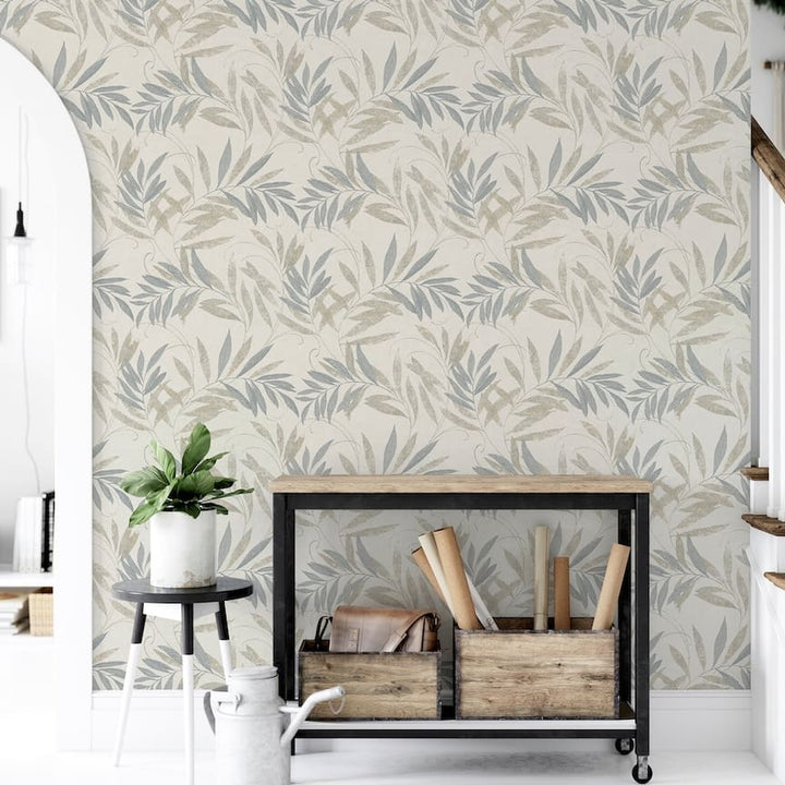 299300 - Arthouse - Arthouse Luxury Leaf Natural Grey Wallpaper - Decor Warehouse