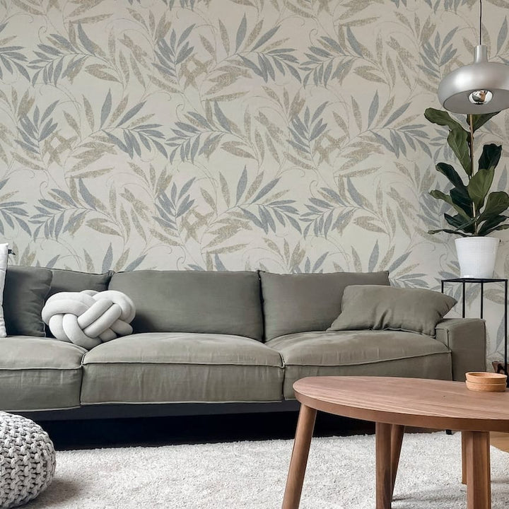 299300 - Arthouse - Arthouse Luxury Leaf Natural Grey Wallpaper - Decor Warehouse