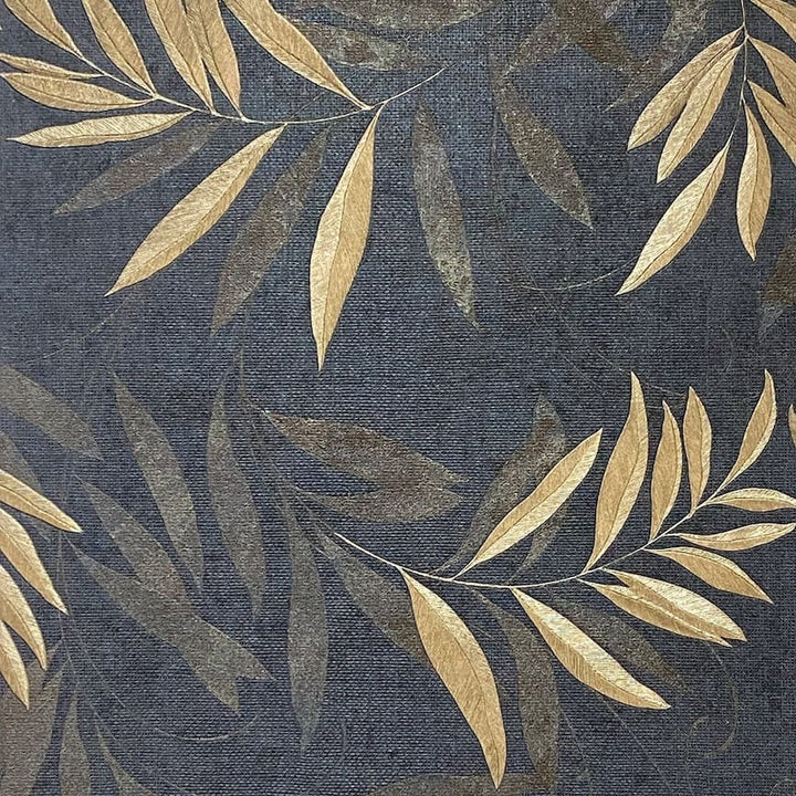 299301 - Arthouse - Arthouse Luxury Leaf Navy Champagne Wallpaper - Decor Warehouse