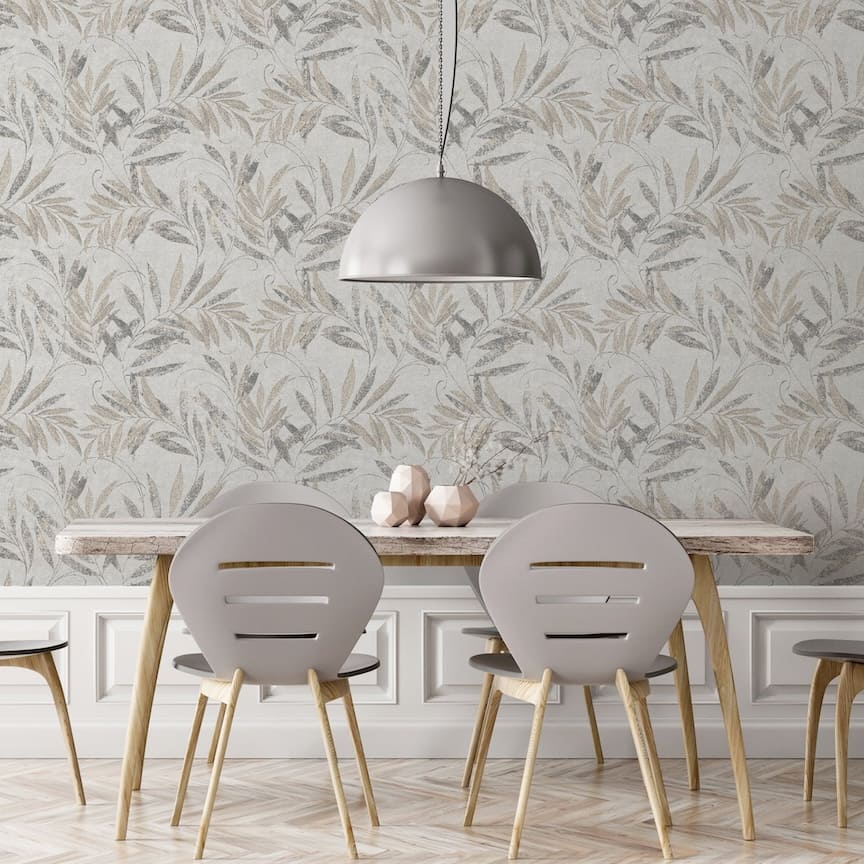 299302 - Arthouse - Arthouse Luxury Leaf Soft Silver Wallpaper - Decor Warehouse