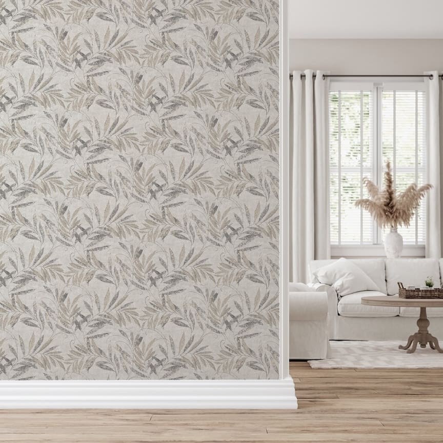 299302 - Arthouse - Arthouse Luxury Leaf Soft Silver Wallpaper - Decor Warehouse