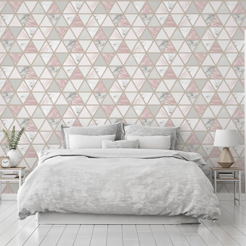 692205 - Arthouse - Arthouse Marble Geo Pink Multi Wallpaper - Decor Warehouse