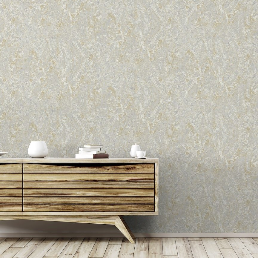 296804 - Arthouse - Arthouse Marble Patina Soft Gold Wallpaper - Decor Warehouse