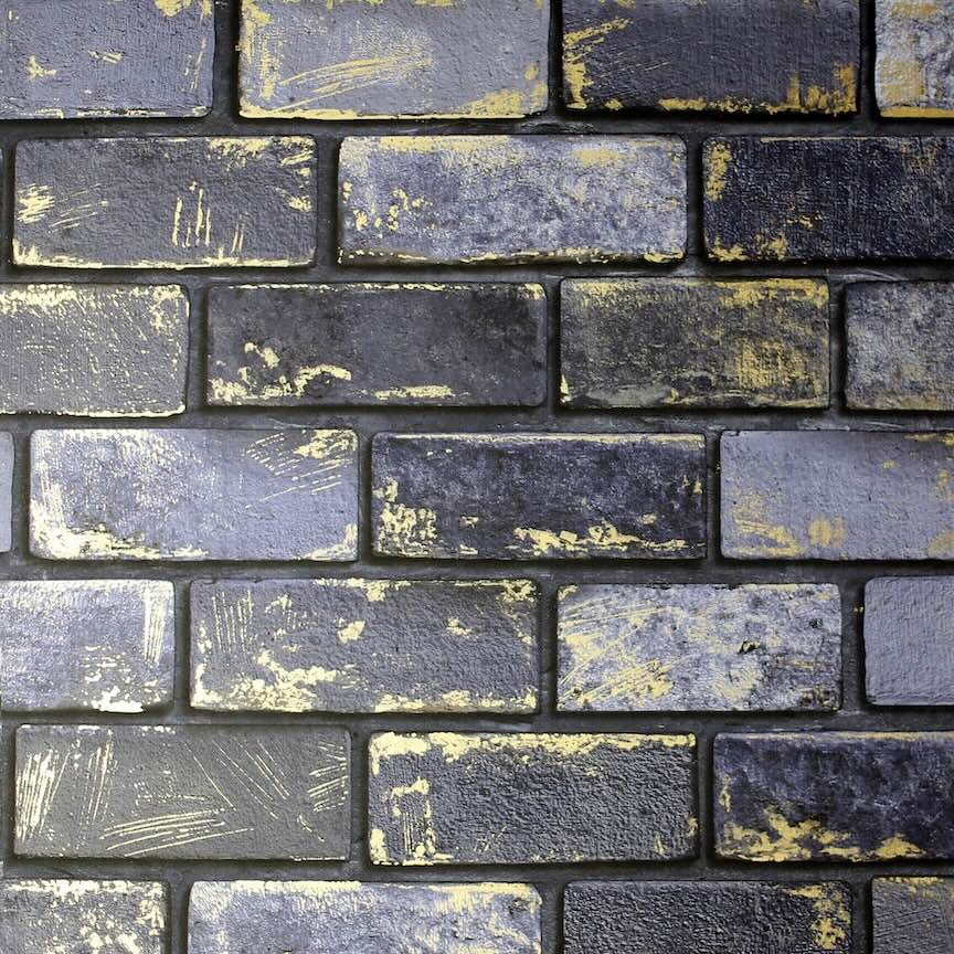 692200 - Arthouse - Arthouse Metallic Brick Navy/Gold Wallpaper - Decor Warehouse