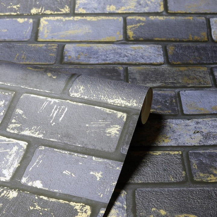 692200 - Arthouse - Arthouse Metallic Brick Navy/Gold Wallpaper - Decor Warehouse