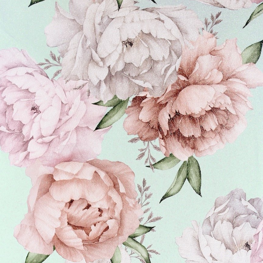 251908 - Arthouse - Arthouse Mixed Peonies Mint Wallpaper - Decor Warehouse