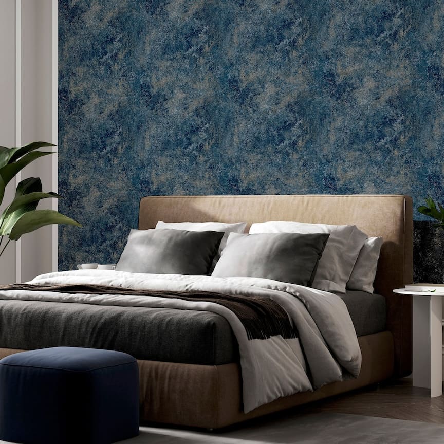 298602 - Arthouse - Arthouse Modern Raffia Navy & Natural Wallpaper - Decor Warehouse