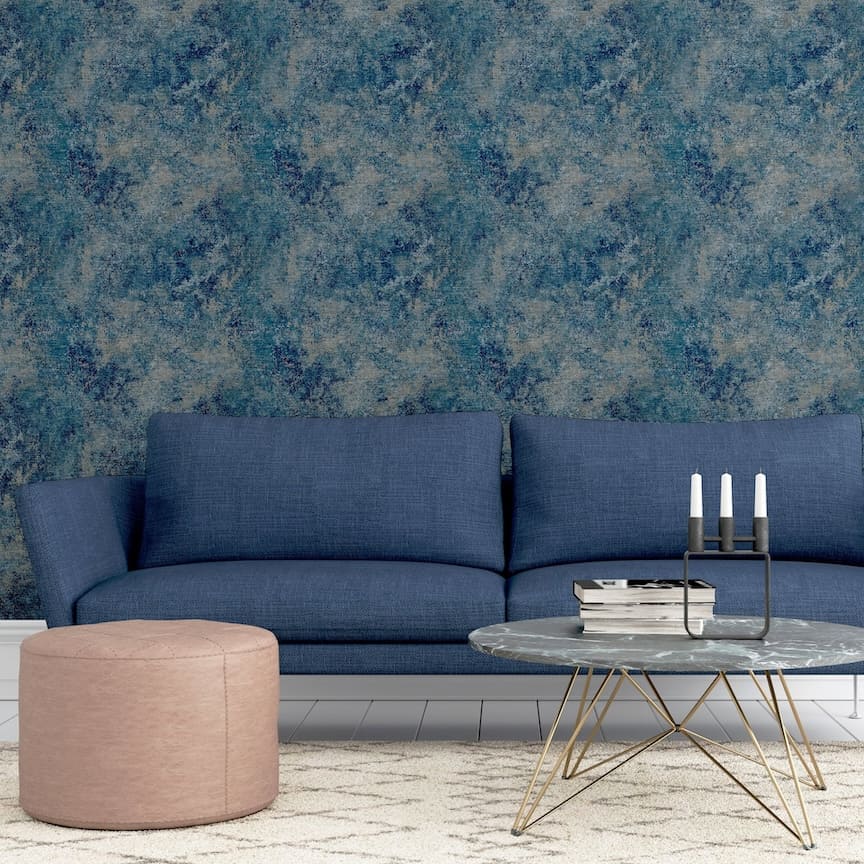 298602 - Arthouse - Arthouse Modern Raffia Navy & Natural Wallpaper - Decor Warehouse