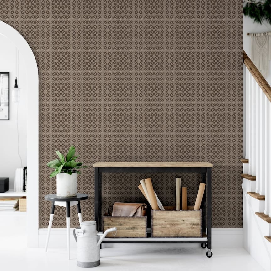 100109AH - Arthouse - Arthouse Moorish Mosaic Chocolate Brown Wallpaper - Decor Warehouse