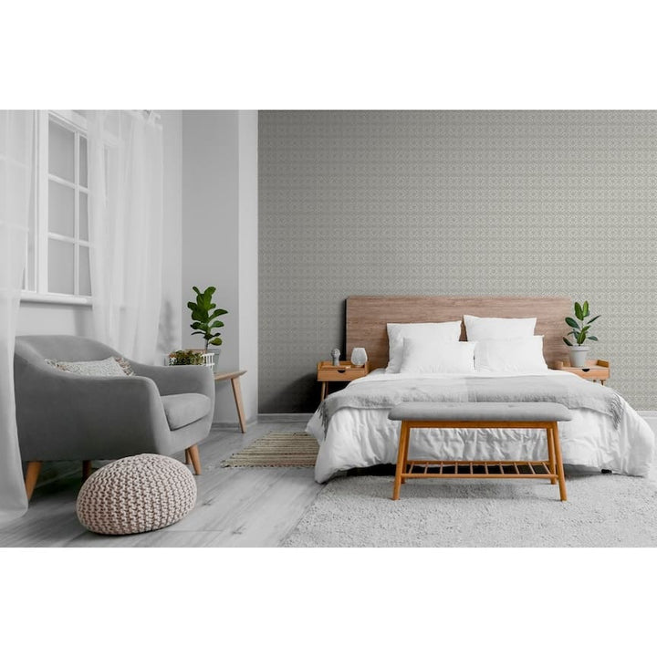 100108AH - Arthouse - Arthouse Moorish Mosaic Warm Grey/Silver Wallpaper - Decor Warehouse