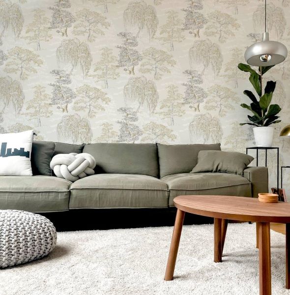 909605 - Arthouse - Arthouse Oriental Garden Natural Wallpaper - Decor Warehouse