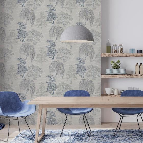 909809 - Arthouse - Arthouse Oriental Garden Soft Blue Wallpaper - Decor Warehouse