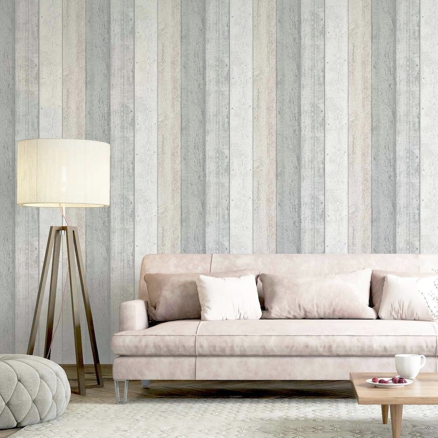 902809 - Arthouse - Arthouse Painted Wood Pink and Grey Wallpaper - Decor Warehouse