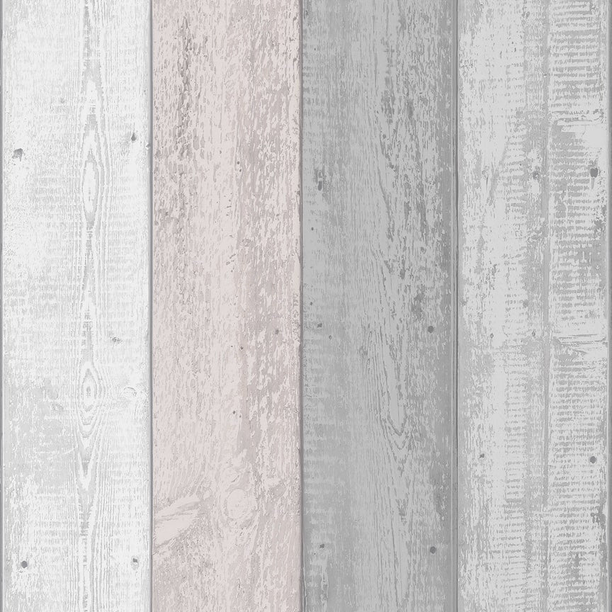 902809 - Arthouse - Arthouse Painted Wood Pink and Grey Wallpaper - Decor Warehouse