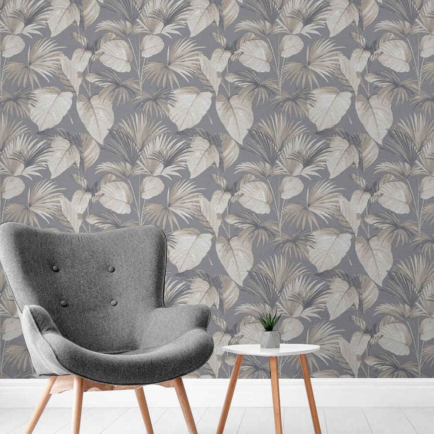 298606 - Arthouse - Arthouse Palm Grove Grey Wallpaper - Decor Warehouse